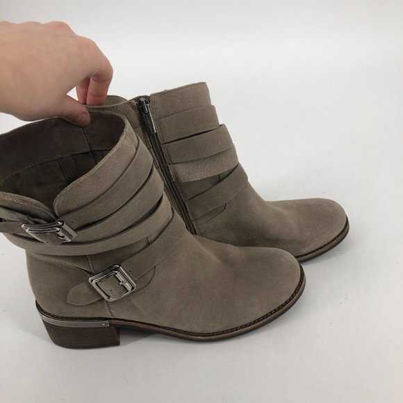 Vince Camuto Foxy Short buckle wrap suede Wendy tan Moto boots size 10 - Picture 10 of 15
